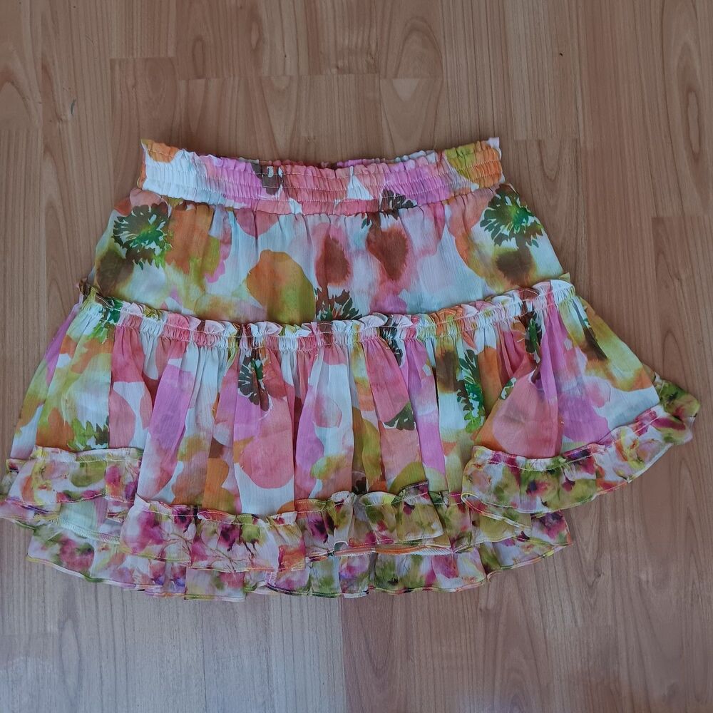 Misa Los Angeles Yellow‎ Orange Pink Mini Skirt Vacation Travel Beach Summer